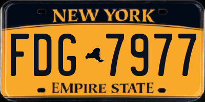 NY license plate FDG7977
