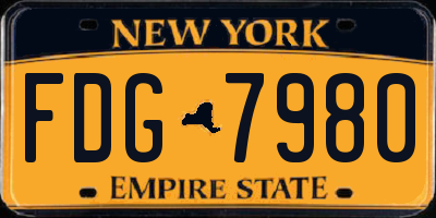 NY license plate FDG7980