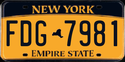 NY license plate FDG7981