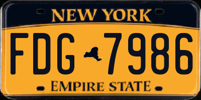 NY license plate FDG7986
