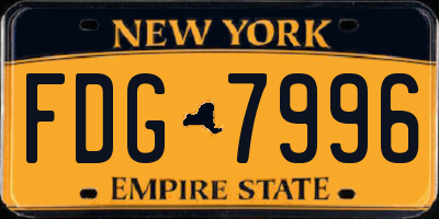 NY license plate FDG7996