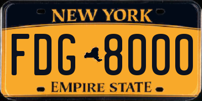 NY license plate FDG8000