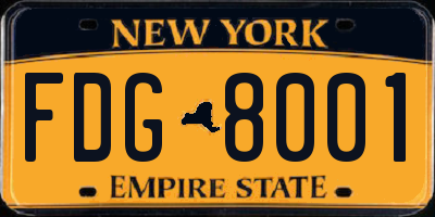 NY license plate FDG8001