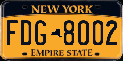 NY license plate FDG8002