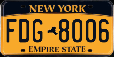 NY license plate FDG8006