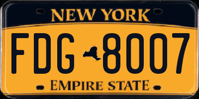 NY license plate FDG8007