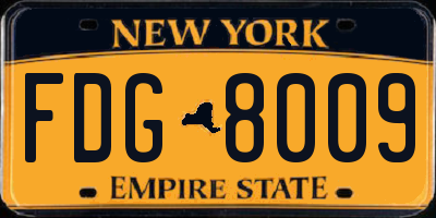 NY license plate FDG8009