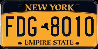 NY license plate FDG8010
