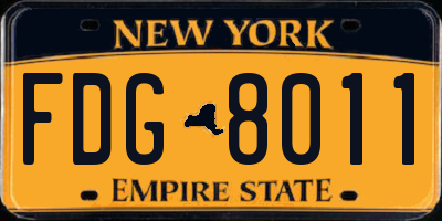 NY license plate FDG8011