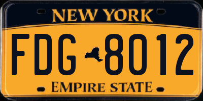 NY license plate FDG8012