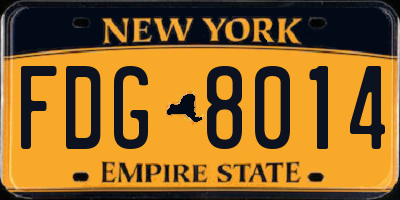 NY license plate FDG8014