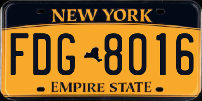 NY license plate FDG8016