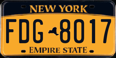 NY license plate FDG8017
