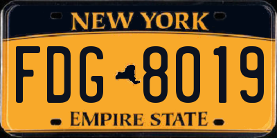 NY license plate FDG8019