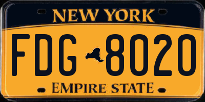 NY license plate FDG8020
