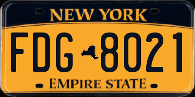 NY license plate FDG8021