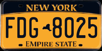 NY license plate FDG8025