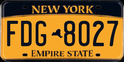 NY license plate FDG8027