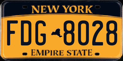 NY license plate FDG8028