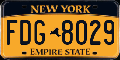 NY license plate FDG8029