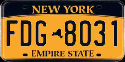 NY license plate FDG8031