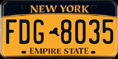 NY license plate FDG8035