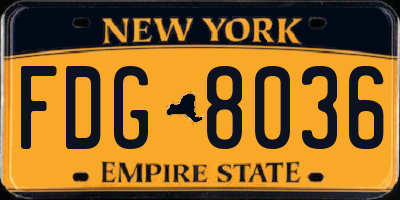 NY license plate FDG8036