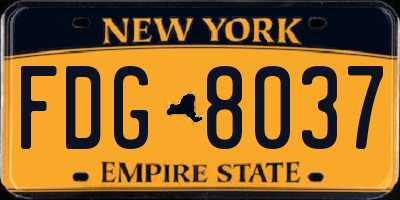 NY license plate FDG8037