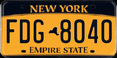 NY license plate FDG8040