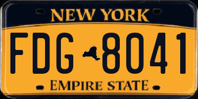 NY license plate FDG8041