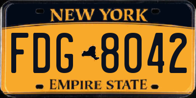 NY license plate FDG8042