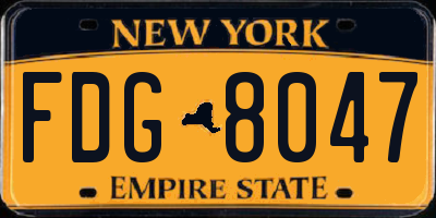 NY license plate FDG8047