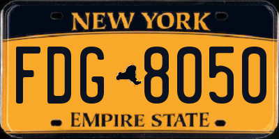 NY license plate FDG8050