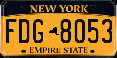 NY license plate FDG8053