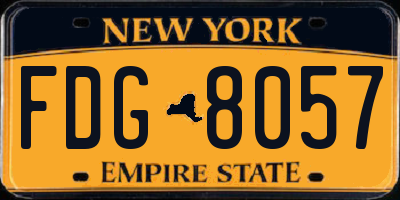 NY license plate FDG8057