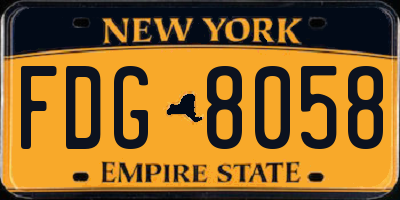 NY license plate FDG8058
