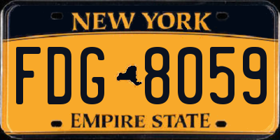 NY license plate FDG8059