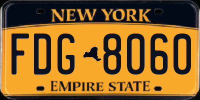 NY license plate FDG8060