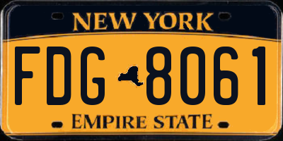 NY license plate FDG8061