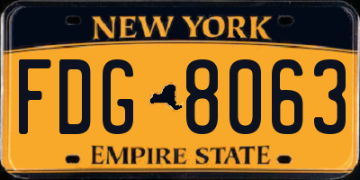 NY license plate FDG8063