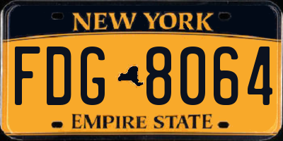 NY license plate FDG8064