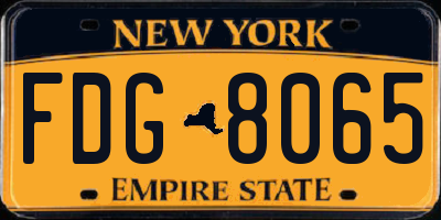 NY license plate FDG8065