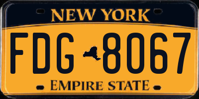 NY license plate FDG8067