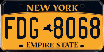 NY license plate FDG8068