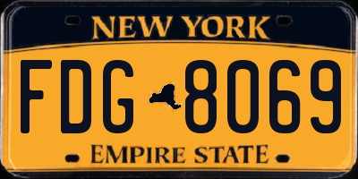 NY license plate FDG8069