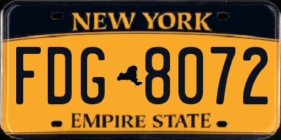 NY license plate FDG8072