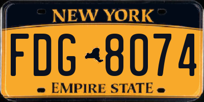 NY license plate FDG8074