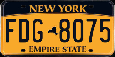 NY license plate FDG8075