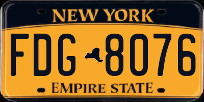 NY license plate FDG8076