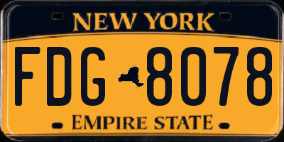 NY license plate FDG8078